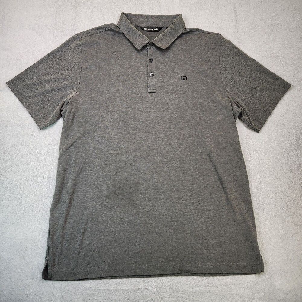 Travis Mathew Polo Shirt Men's 2XL Gray Short Sleeve Pima Cotton Golf‎ Stretch